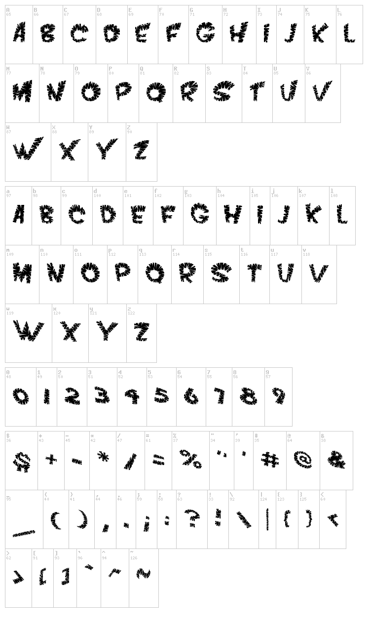 VTC Scream it Loud font map